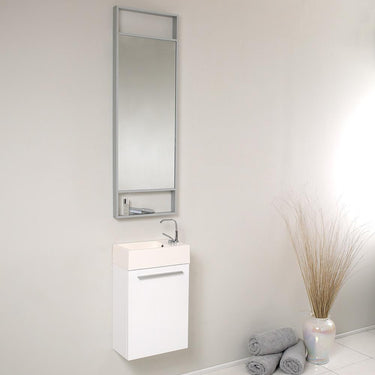 Fresca Pulito Small White Modern Bathroom Vanity w/ Tall Mirror & Free Faucet Vanity Fresca